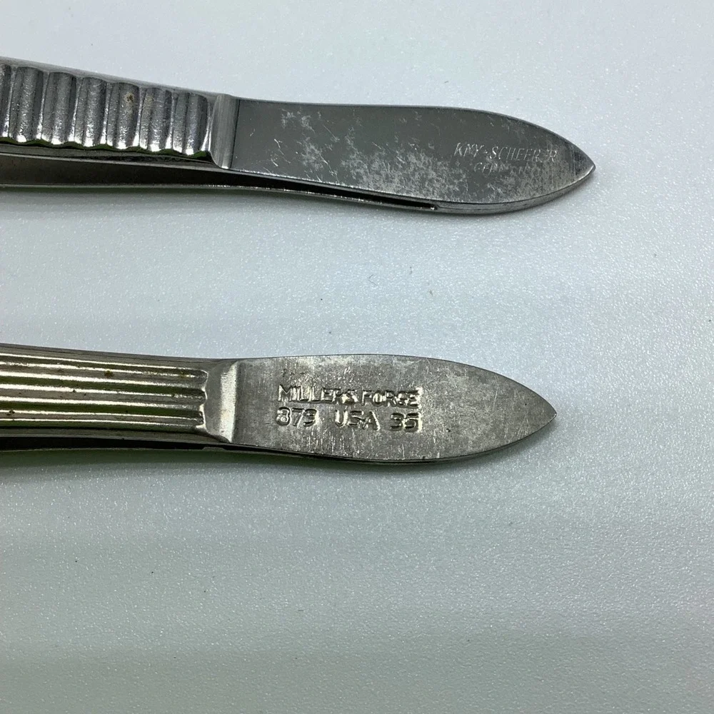 Vintage Tweezers Angled & Rounded Millers Forge USA & KNY Sheerer‎ Germany